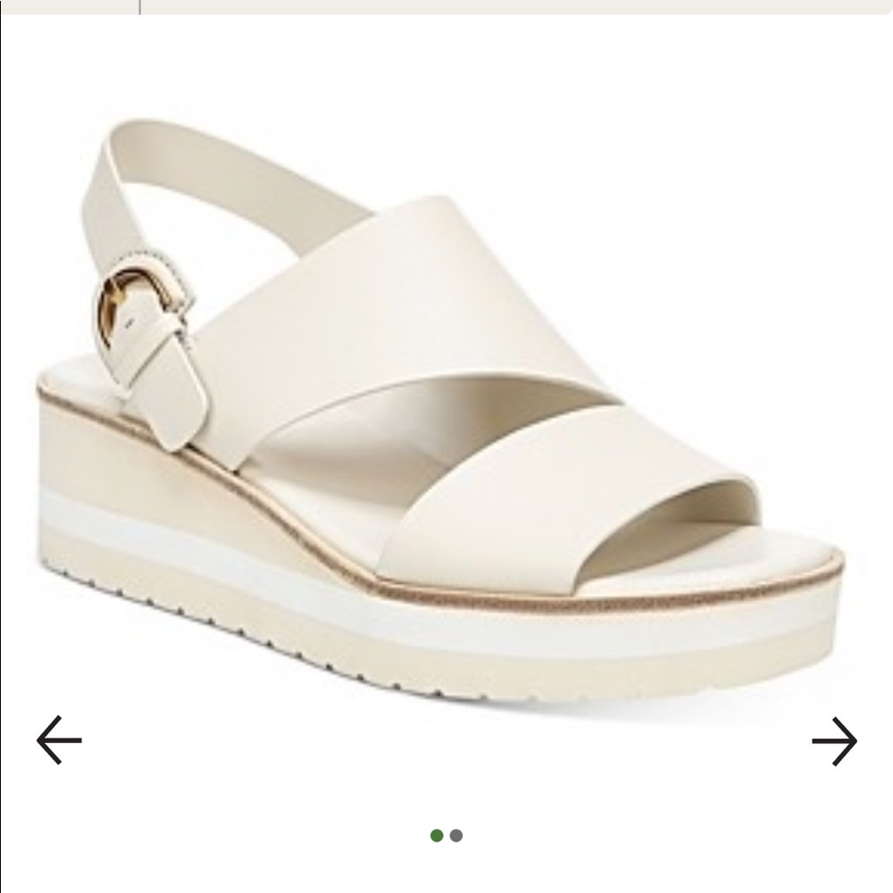 Vince Women's Shelby Foam Wedge Heel Sandals Ivory Mismatched Sizes 8.5 and 9.5